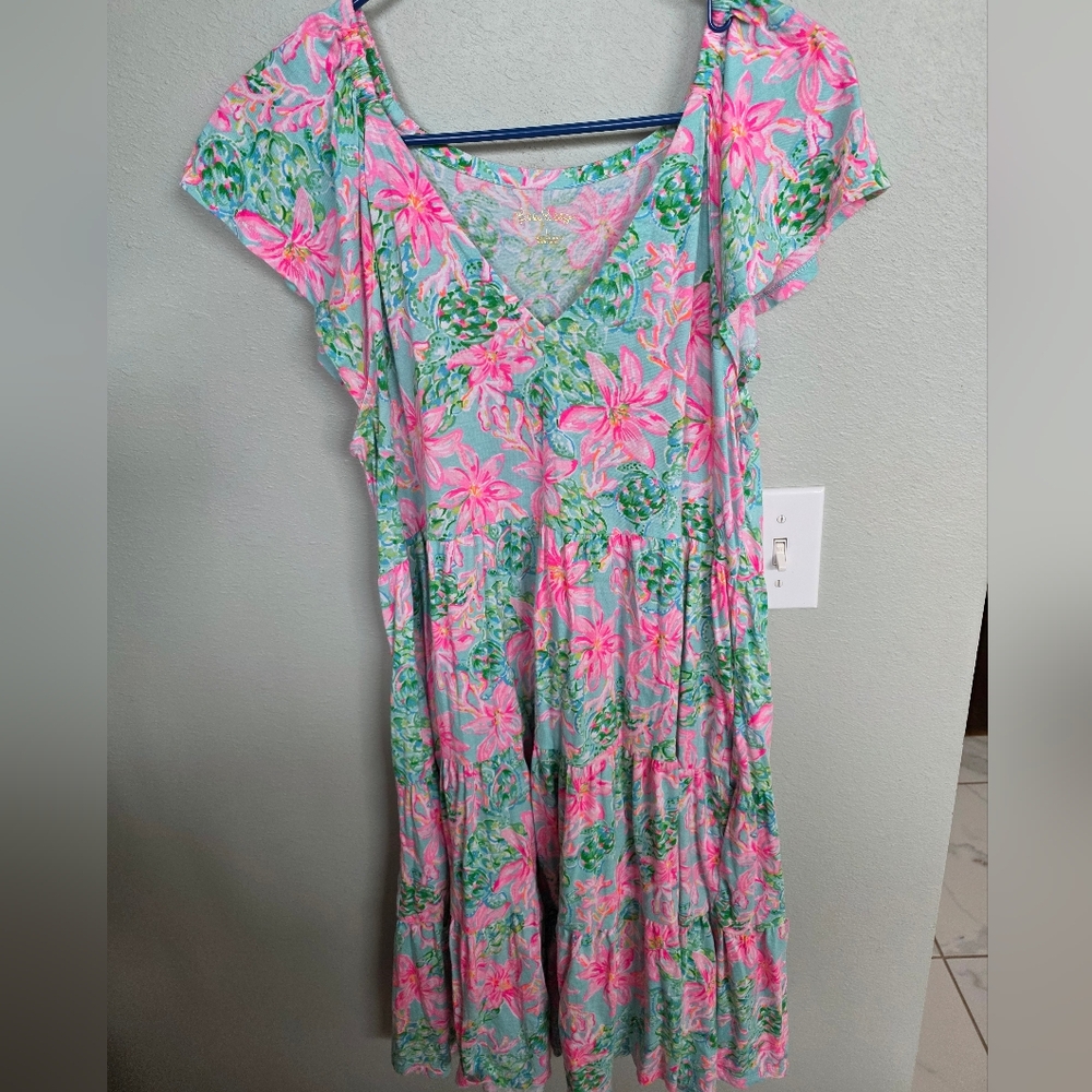 Floral V-Neck Dress Lily Pulitzer, Size Large